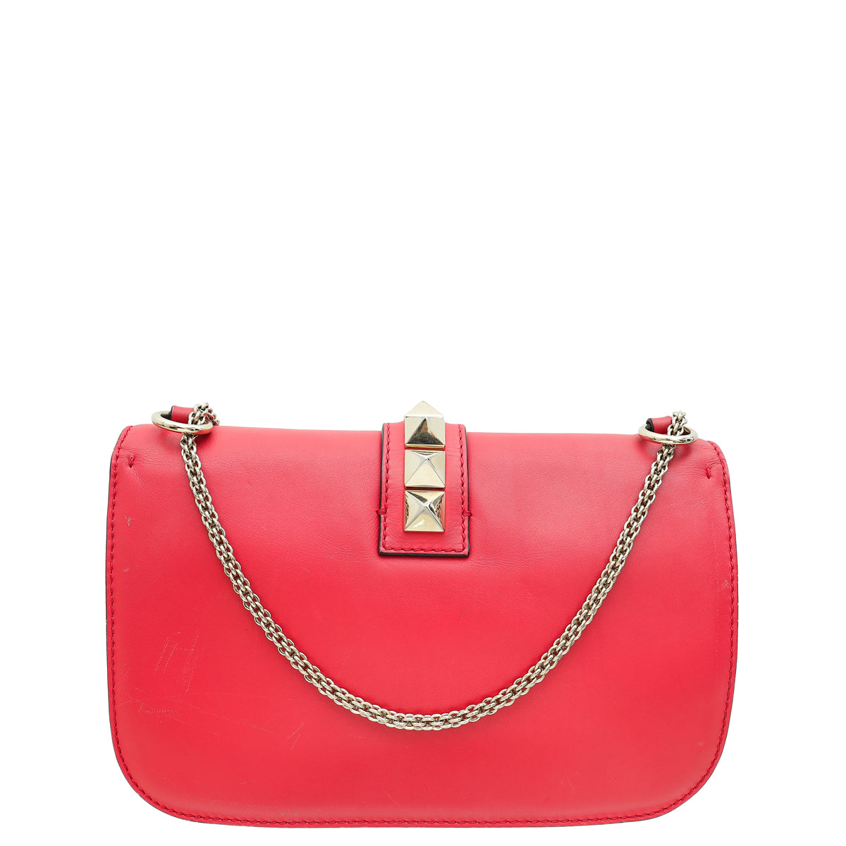 Valentino Red Glam Lock Medium Shoulder Bag