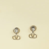 Valentino Silver Vlogo Drop Earrings