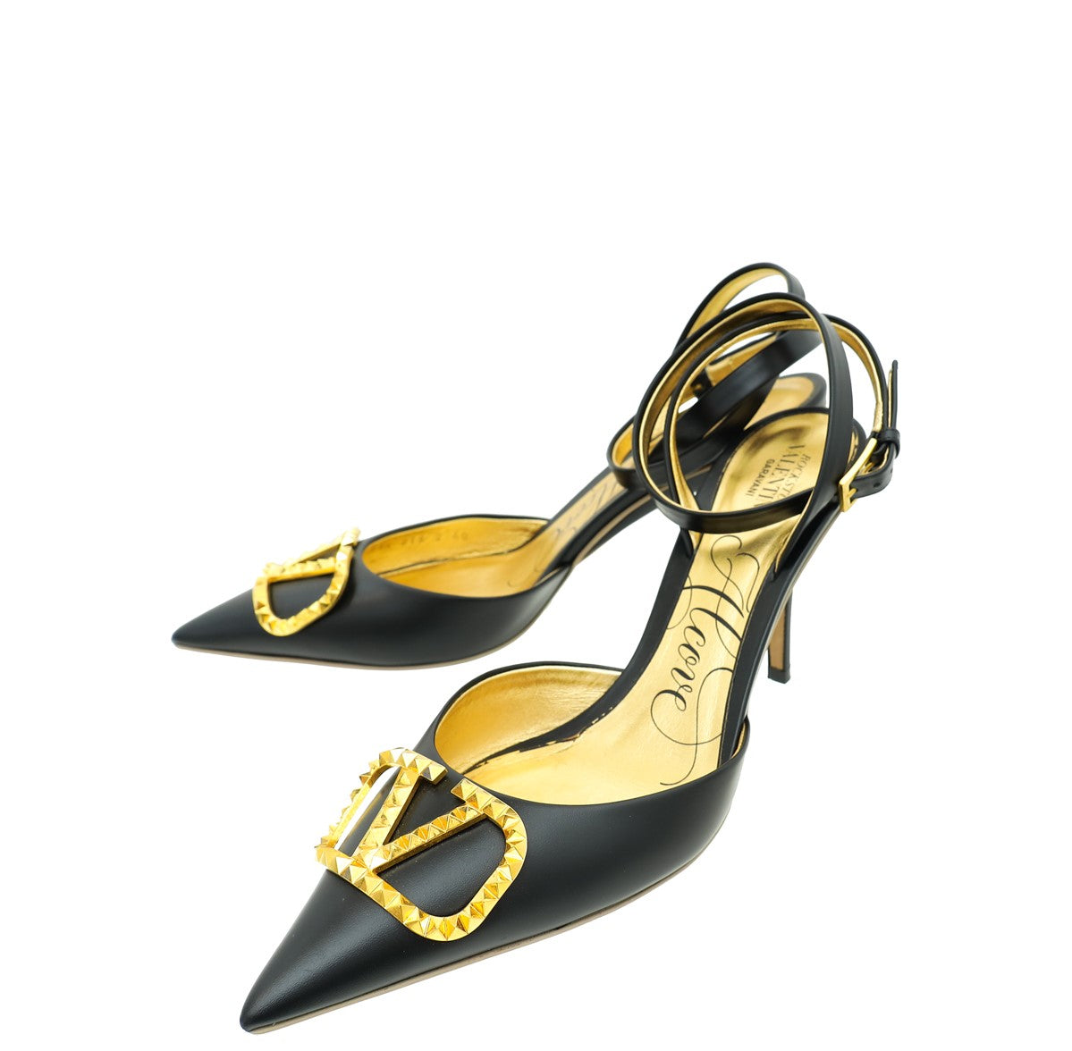 Valentino Black Vlogo Rockstud Slingback Pump 40-Valentino-THE CLOSET