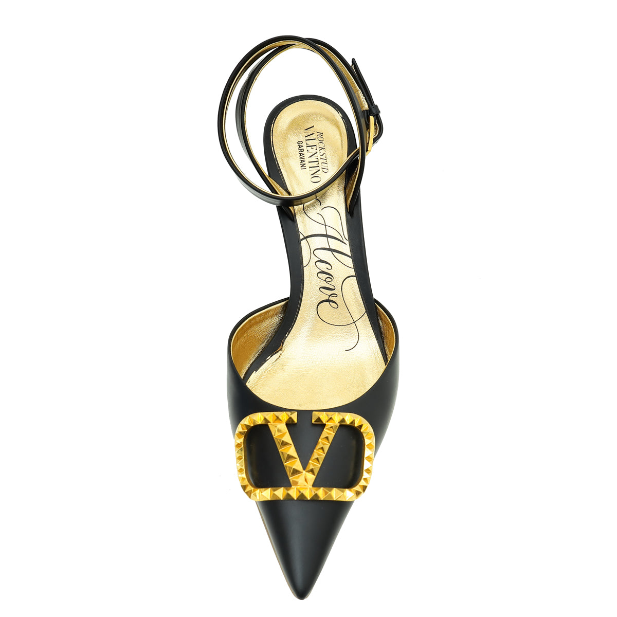 Valentino Black Vlogo Rockstud Slingback Pump 40-Valentino-THE CLOSET