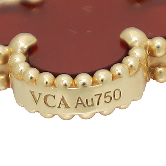 Van Cleef & Arpels 18K Yellow Gold Carnelian Vintage Alhambra 5 Motifs Bracelet