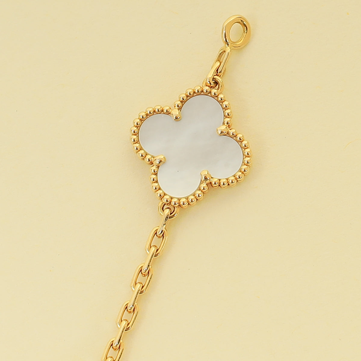 Van Cleef & Arpels 18K Yellow Gold Vintage Alhambra 5 MOP Motifs Bracelet