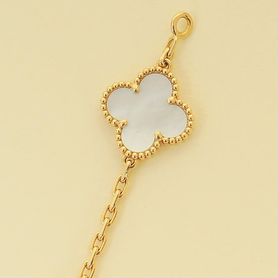 Van Cleef & Arpels 18K Yellow Gold Vintage Alhambra 5 MOP Motifs Bracelet