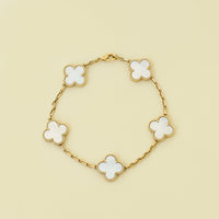 Van Cleef and Arpels 18K Yellow Gold Vintage Alhambra 5 Motif Bracelet