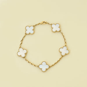 Van Cleef and Arpels 18K Yellow Gold Vintage Alhambra 5 Motif Bracelet