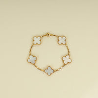 Van Cleef & Arpels 18K Yellow Gold Vintage Alhambra MOP 5 Motifs Bracelet