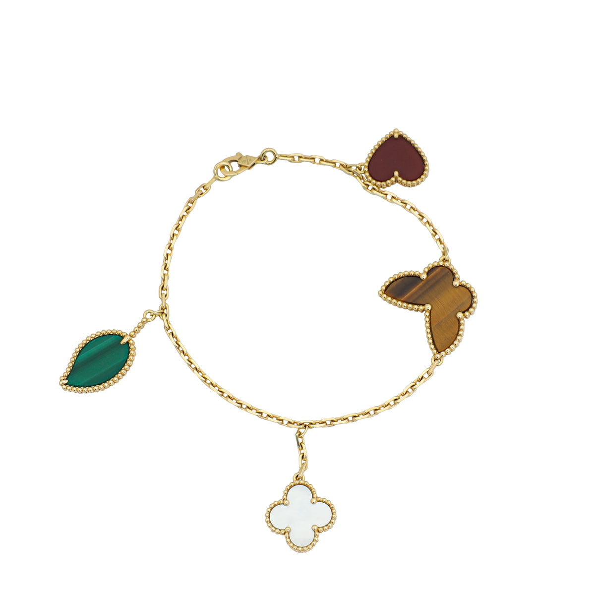Van Cleef & Arpels 18K Yellow Gold Lucky Alhambra 4 Motifs Bracelet-Van Cleef & Arpels-THE CLOSET