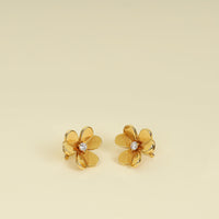 Van Cleef and Arpels 18K Yellow Gold Diamond Frivole Earrings Small Model