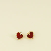 Van Cleef & Arpels 18K Rose Gold Sweet Alhambra Carnelian Heart Earrings