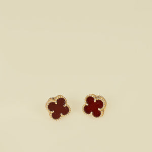 Van Cleef & Arpels 18K Rose Gold  Carnelian Sweet Alhambra Earstuds