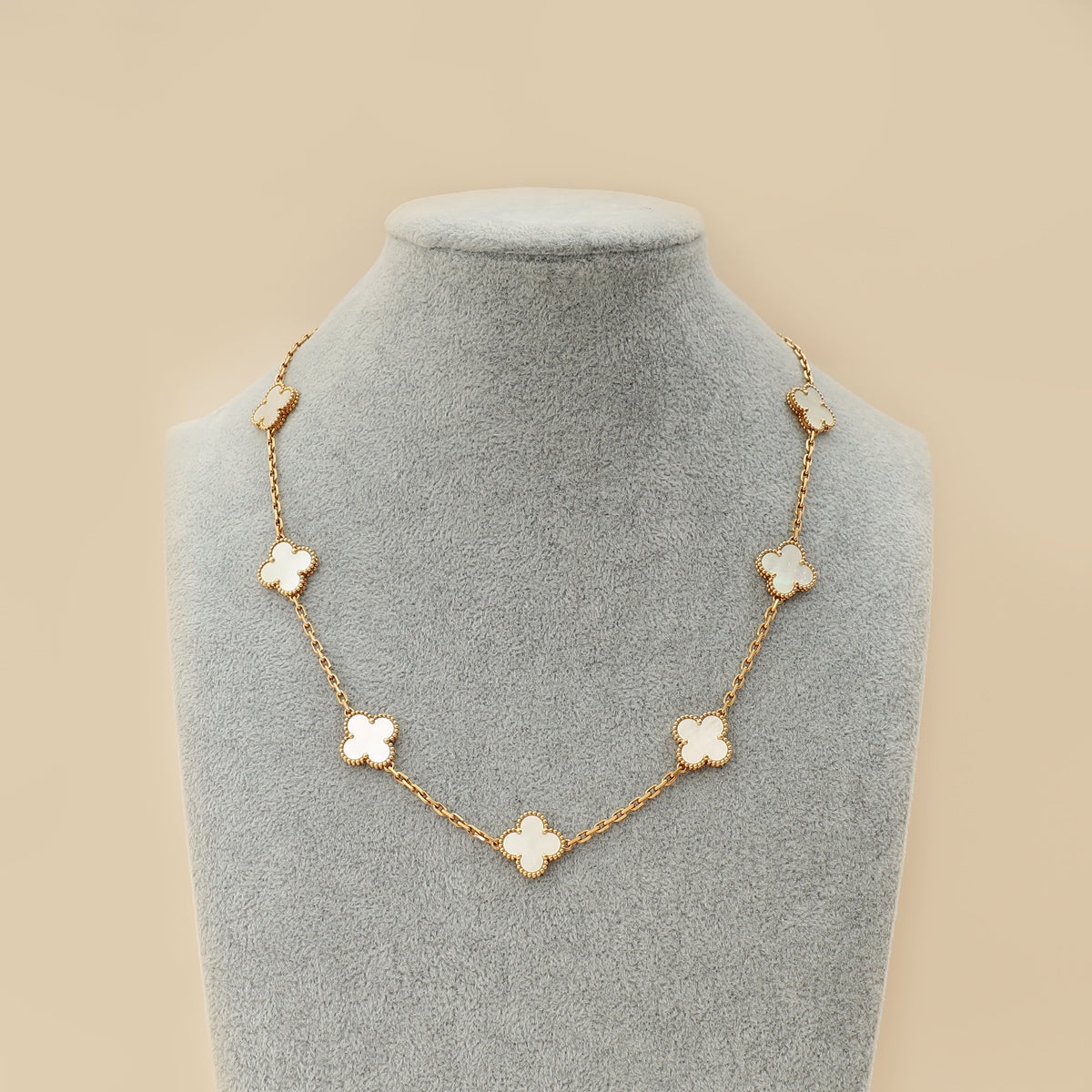 Van Cleef & Arpels 18K Yellow Gold MOP 10 Motifs Vintage Alhambra Necklace-Van Cleef & Arpels-THE CLOSET