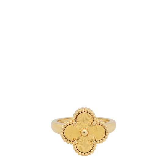 Van Cleef & Arpels 18K Yellow Gold Vintage Alhambra Ring 53