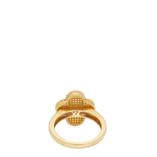 Van Cleef & Arpels 18K Yellow Gold Vintage Alhambra Ring 53