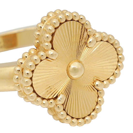 Van Cleef & Arpels 18K Yellow Gold Vintage Alhambra Ring 53