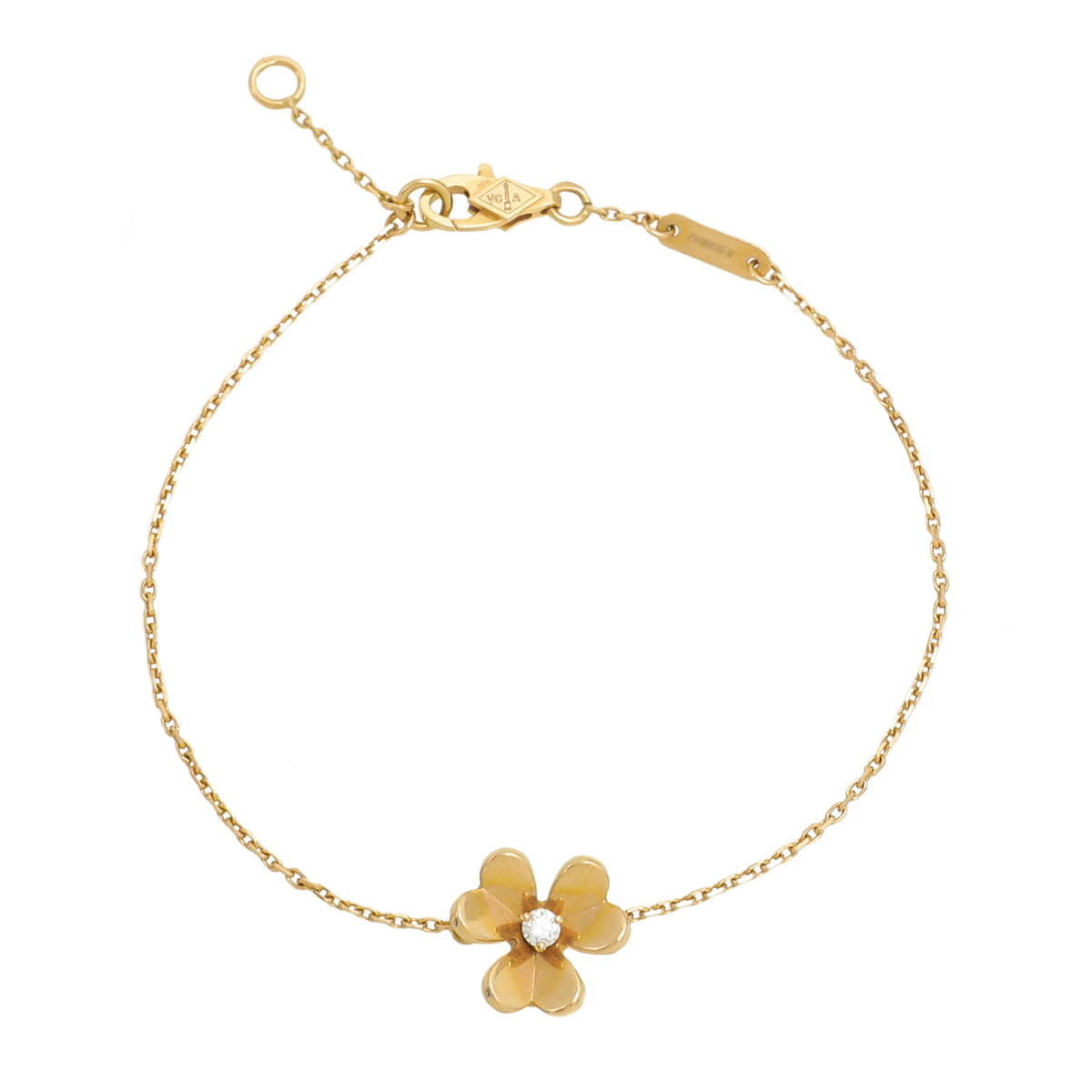 Van Cleef & Arpels 18K Yellow Gold 1 Diamond Frivole Mini Model Bracelet-Van Cleef & Arpels-THE CLOSET