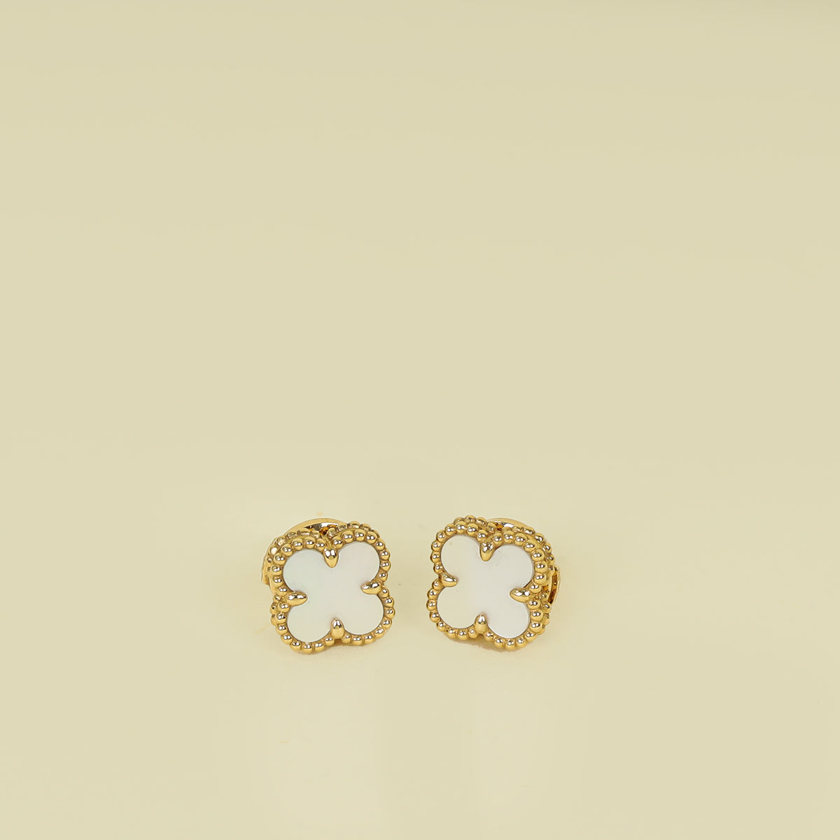Van Cleef & Arpels 18K Yellow Gold Sweet Alhambra MOP Earstuds-Earrings-Van Cleef & Arpels-THE CLOSET