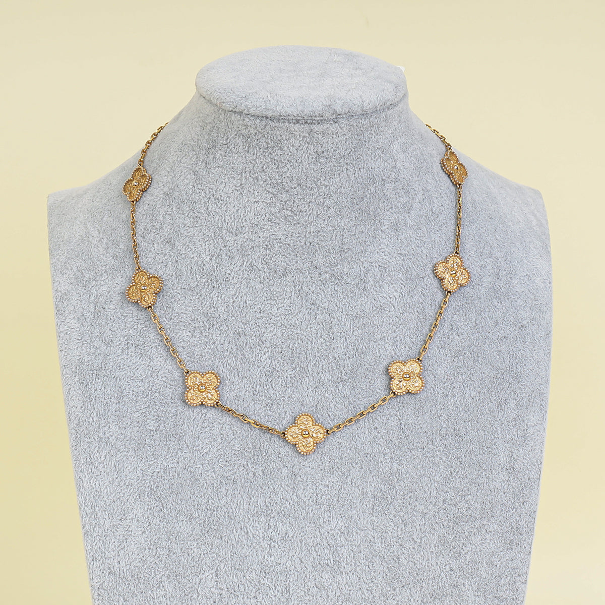 Van Cleef & Arpels 18K Rose Gold Vintage Alhambra 10 Motifs Necklace