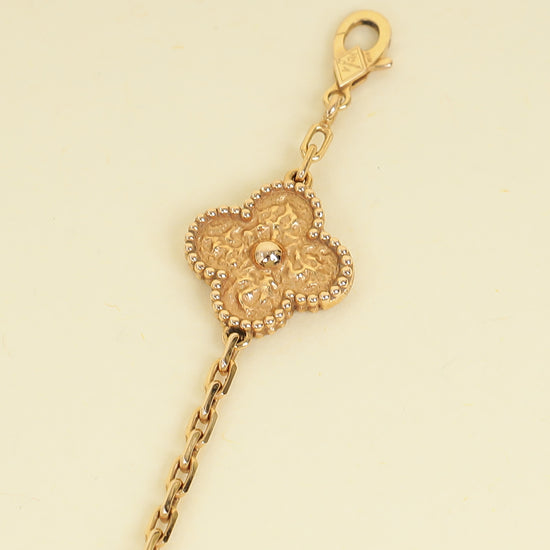 Van Cleef & Arpels 18K Rose Gold Vintage Alhambra 10 Motifs Necklace