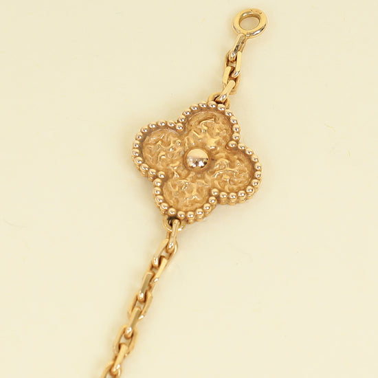 Van Cleef & Arpels 18K Rose Gold Vintage Alhambra 10 Motifs Necklace