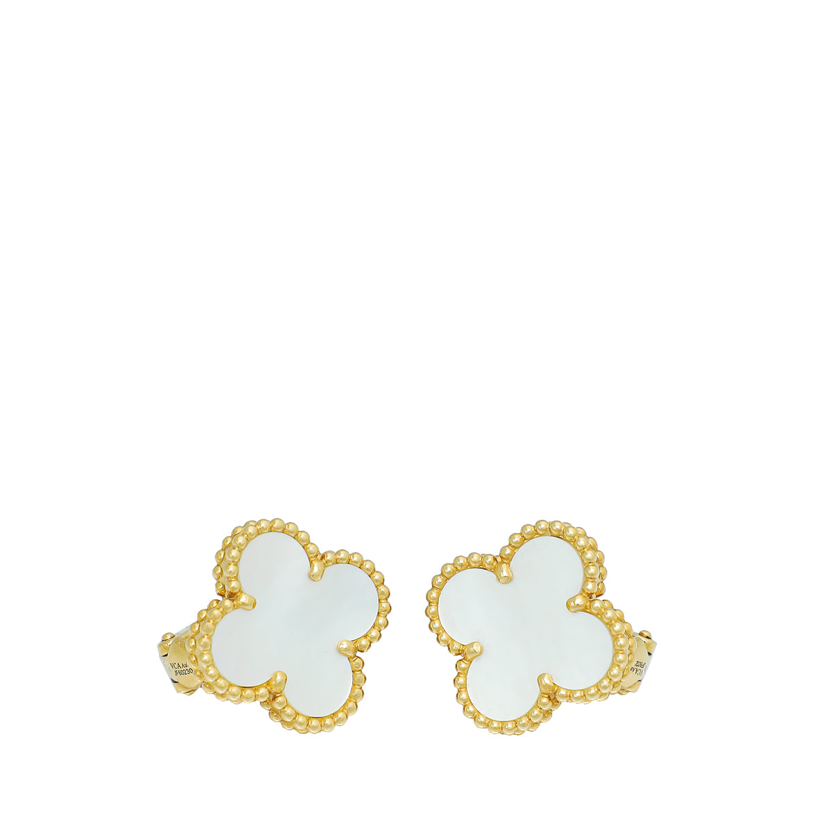 Van Cleef & Arpels 18K Yellow Gold MOP Vintage Alhambra Earrings-Van Cleef & Arpels-THE CLOSET