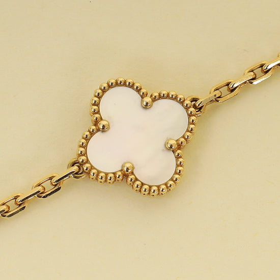 Van Cleef & Arpels 18K Yellow Gold Vintage Alhambra 5 Motifs MOP Bracelet