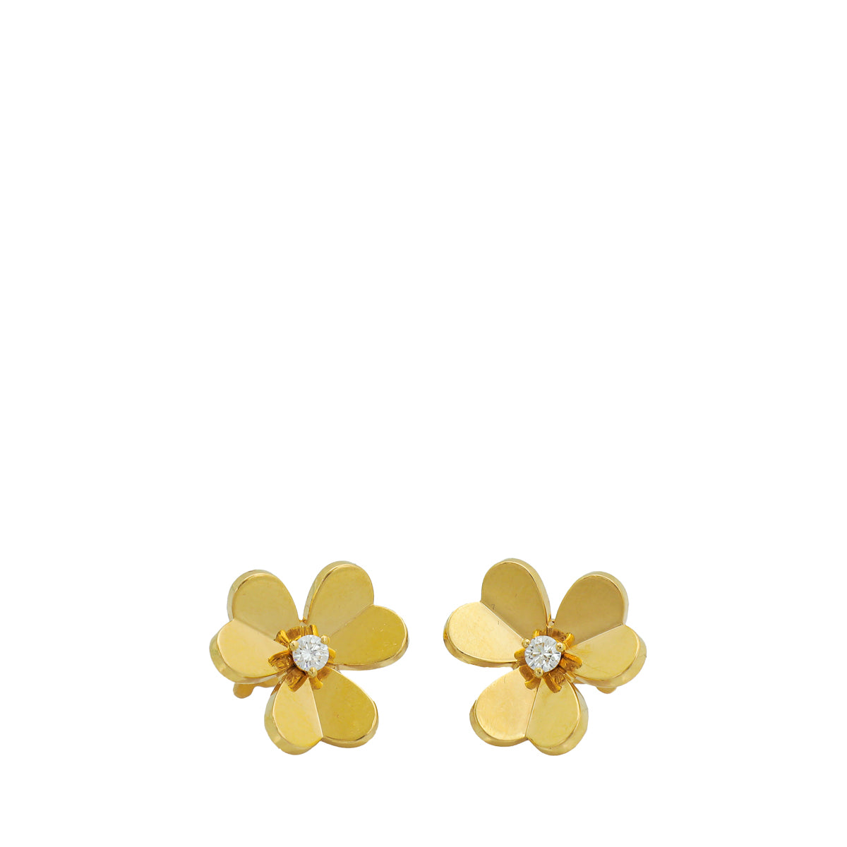 Van Cleef & Arpels 18K Yellow Gold Diamond Frivole Small Model Diamond Earrings