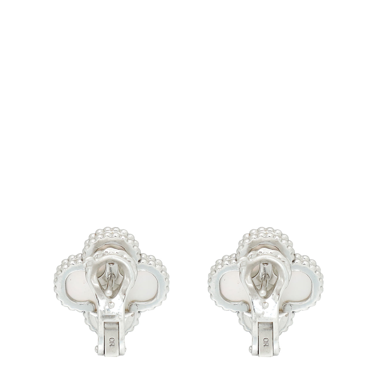 Van Cleef & Arpels 18K White Gold MOP Vintage Alhambra Earrings
