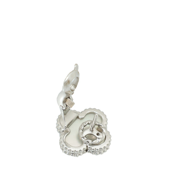 Van Cleef & Arpels 18K White Gold MOP Vintage Alhambra Earrings