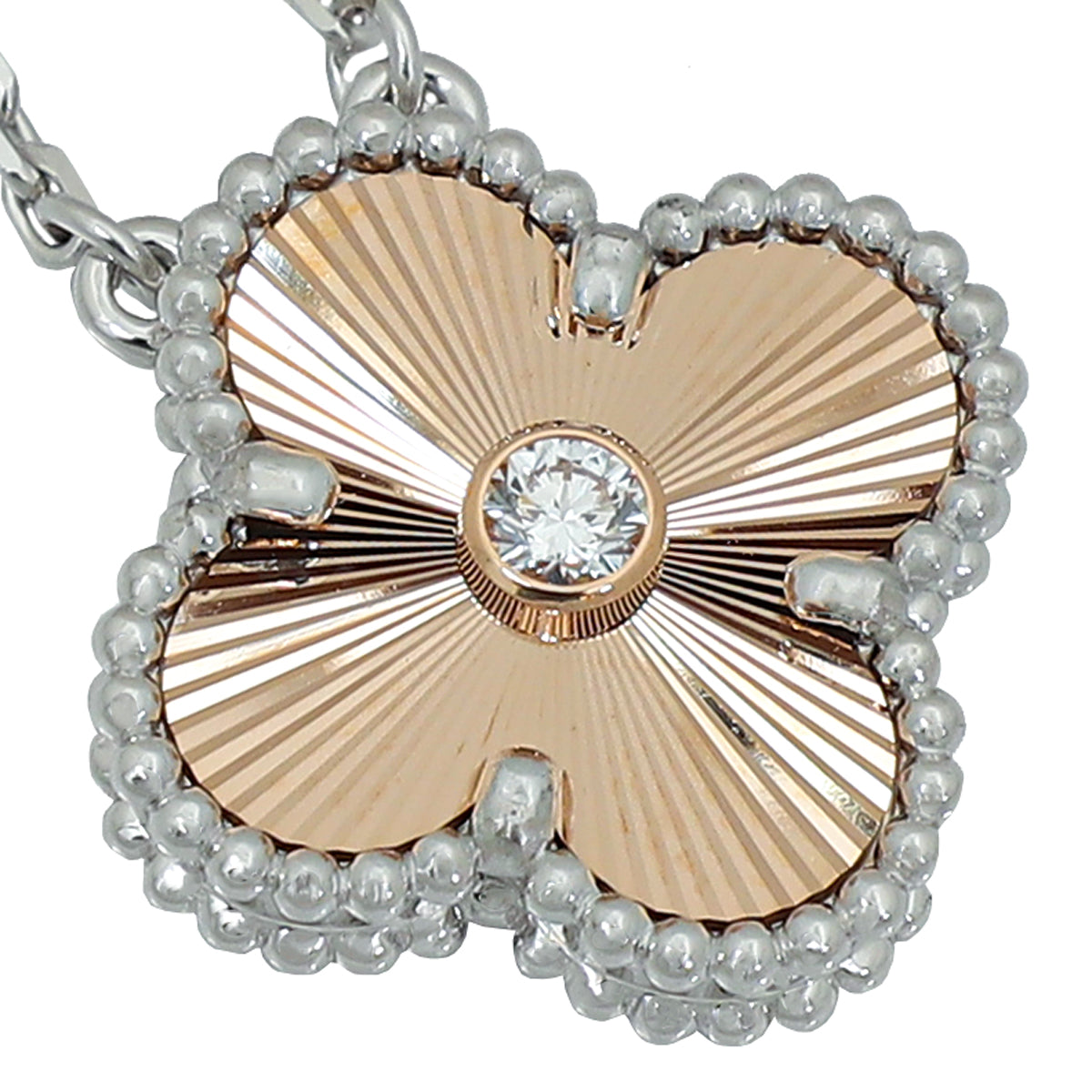 Van Cleef & Arpels 18K Rose and White Gold Diamond Vintage Alhambra 2024 Holiday Pendant-Van Cleef & Arpels-THE CLOSET