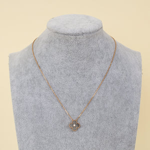 Van Cleef & Arpels 18K Rose Gold Diamond Obsidian Vintage Alhambra 2023 Holiday Pendant Necklace