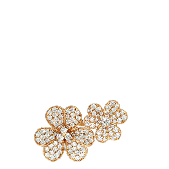 Van Cleef & Arpels 18K Rose Gold Frivole Between The Finger Diamond Ring 52