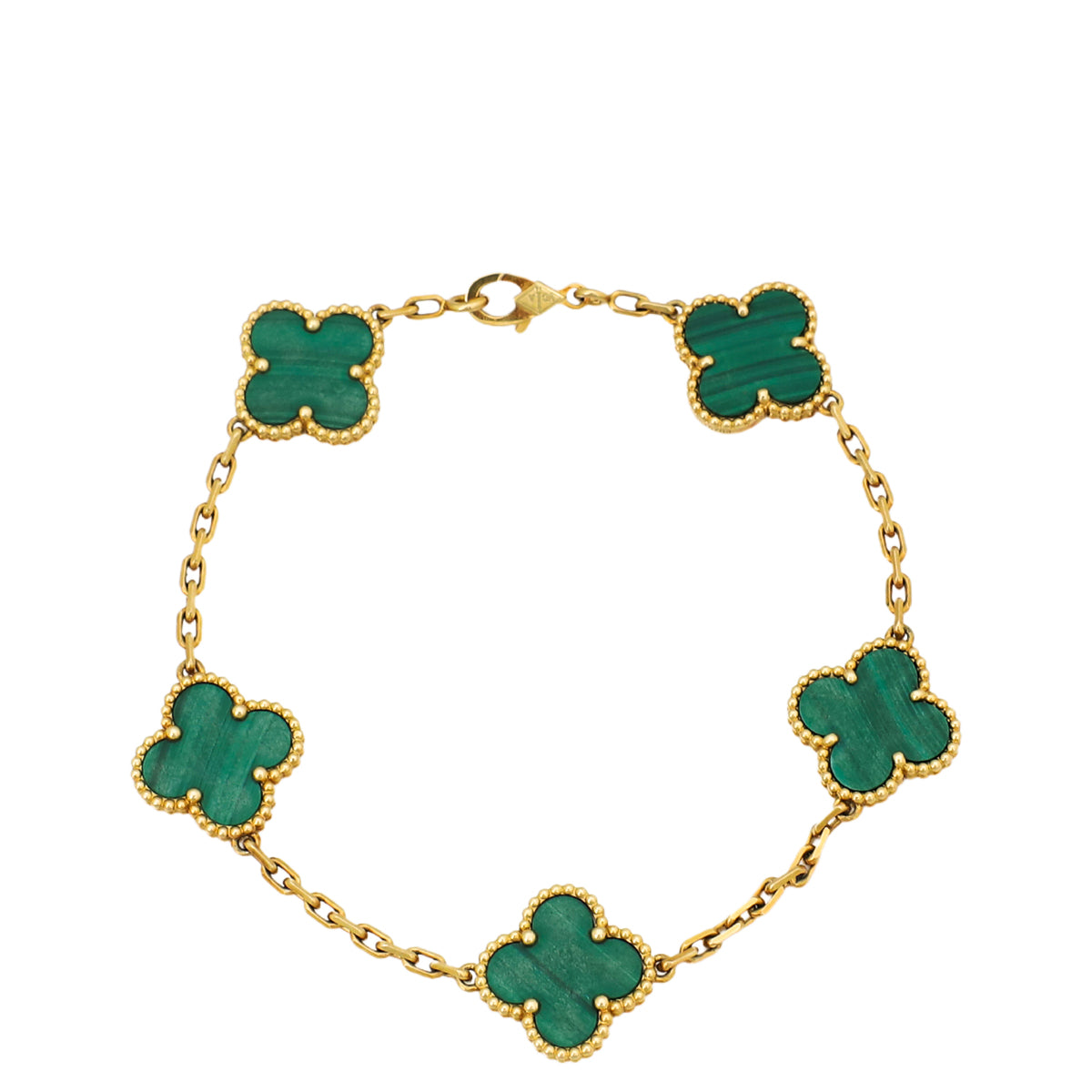 Van Cleef & Arpels 18K Yellow Gold 5 Motifs Malachite Vintage Alhambra Bracelet-Van Cleef & Arpels-THE CLOSET