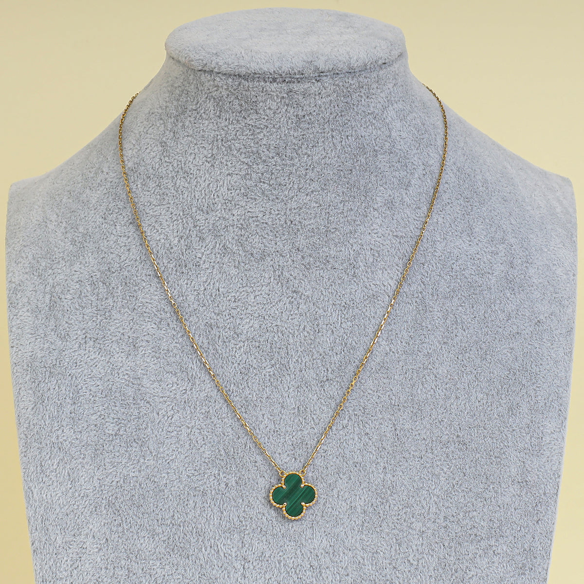 Van Cleef & Arpels 18K Yellow Gold Malachite Vintage Alhambra Pendant Necklace