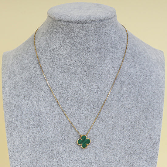 Van Cleef & Arpels 18K Yellow Gold Malachite Vintage Alhambra Pendant Necklace