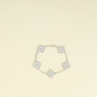 Van Cleef and Arpels 18K White Gold Vintage Alhambra 5 Motifs Diamond Bracelet