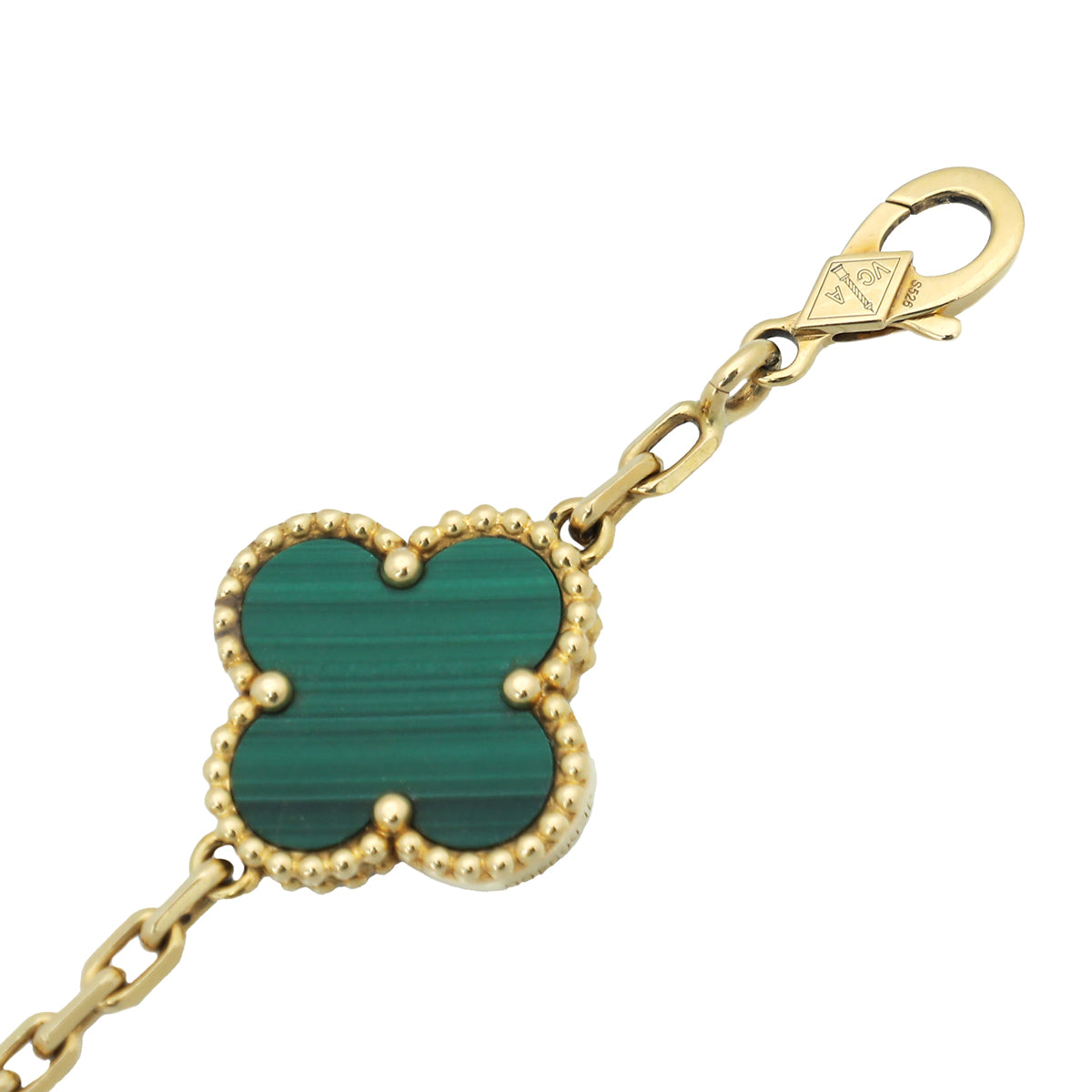 Van Cleef & Arpels 18K Yellow Gold 5 Motifs Malachite Vintage Alhambra Bracelet