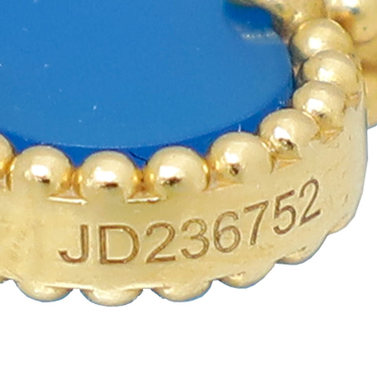 Van Cleef & Arpels 18K Yellow Gold 5 Motifs Blue Agate Vintage Alhambra Bracelet