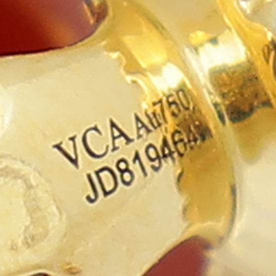 Van Cleef & Arpels 18K Yellow Gold Carnelian Vintage Alhambra Earrings