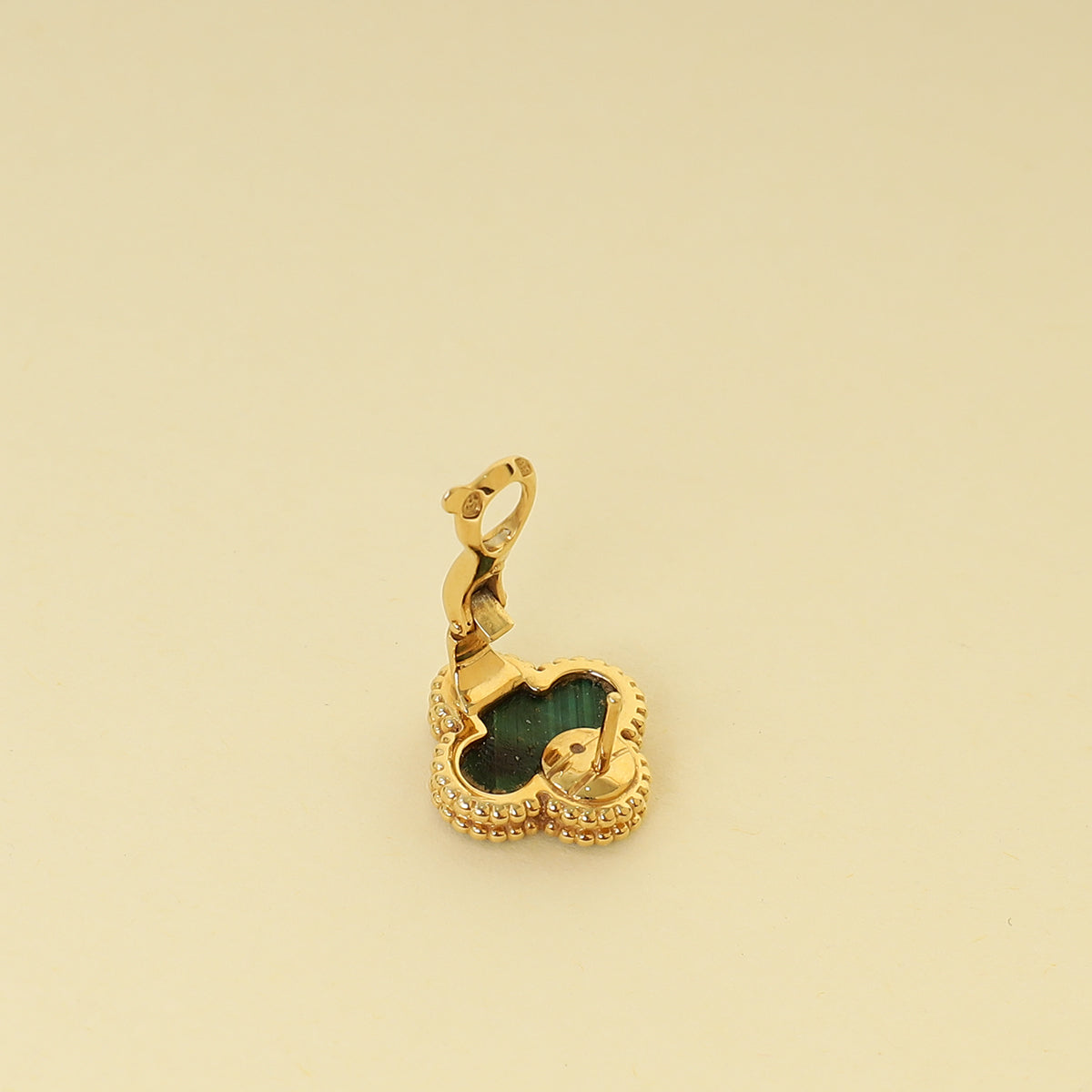 Van Cleef & Arpels 18K Yellow Gold Vintage Alhambra Malachite Earrings