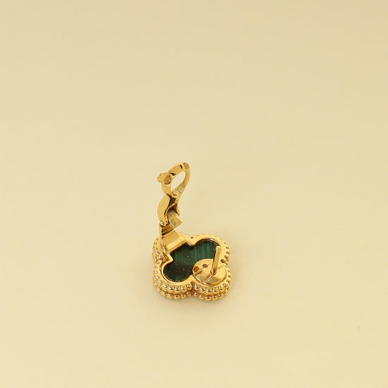 Van Cleef & Arpels 18K Yellow Gold Vintage Alhambra Malachite Earrings
