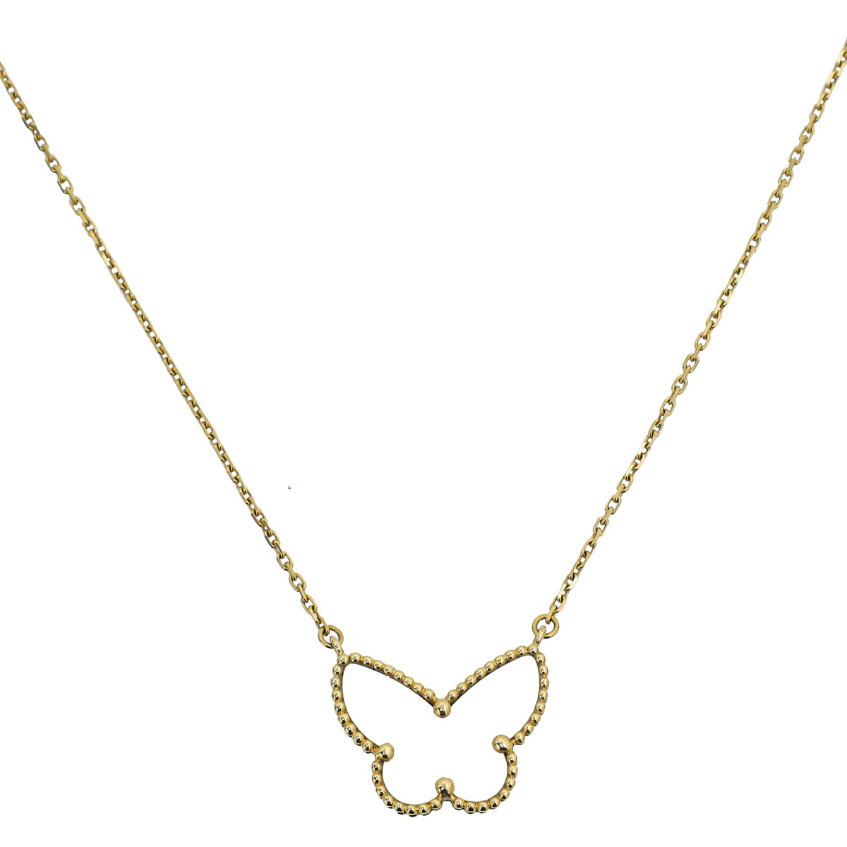 Van Cleef & Arpels 18K Yellow Gold MOP Lucky Alhambra Butterfly Pendant Necklace-Van Cleef & Arpels-THE CLOSET