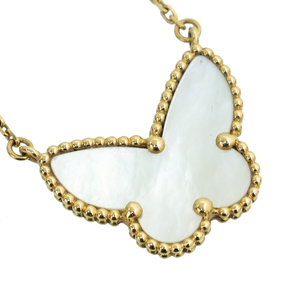 Van Cleef & Arpels 18K Yellow Gold MOP Lucky Alhambra Butterfly Pendant Necklace-Van Cleef & Arpels-THE CLOSET