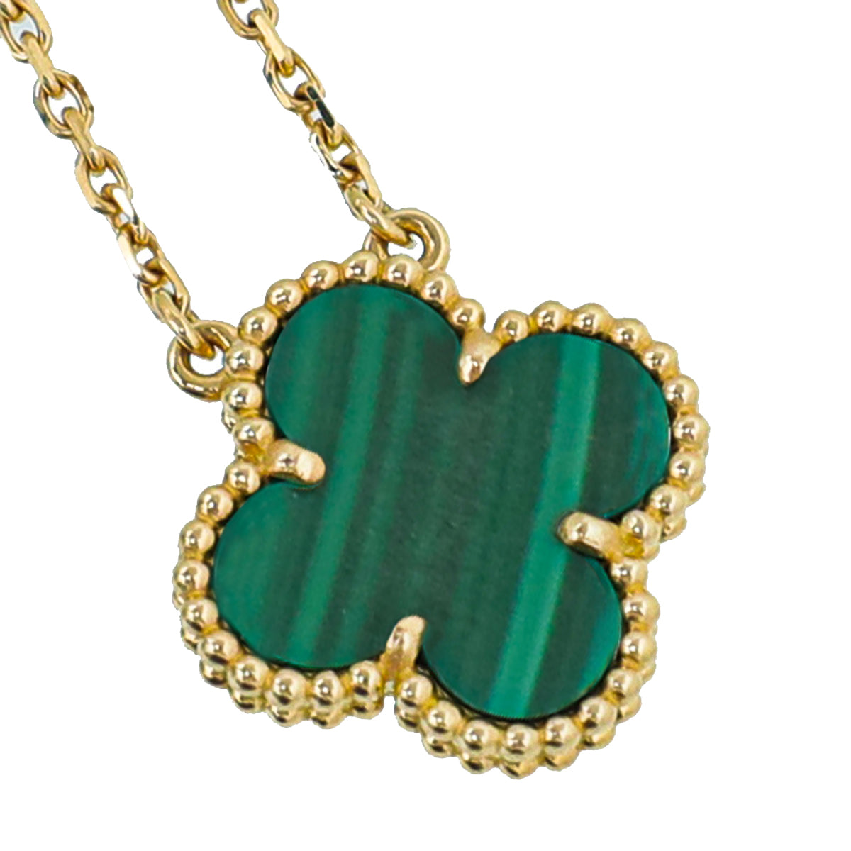 Van Cleef & Arpels 18K Yellow Gold Malachite Vintage Alhambra Pendant Necklace-Van Cleef & Arpels-THE CLOSET