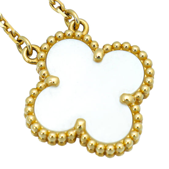 Van Cleef & Arpels 18K Yellow Gold MOP Vintage Alhambra Necklace