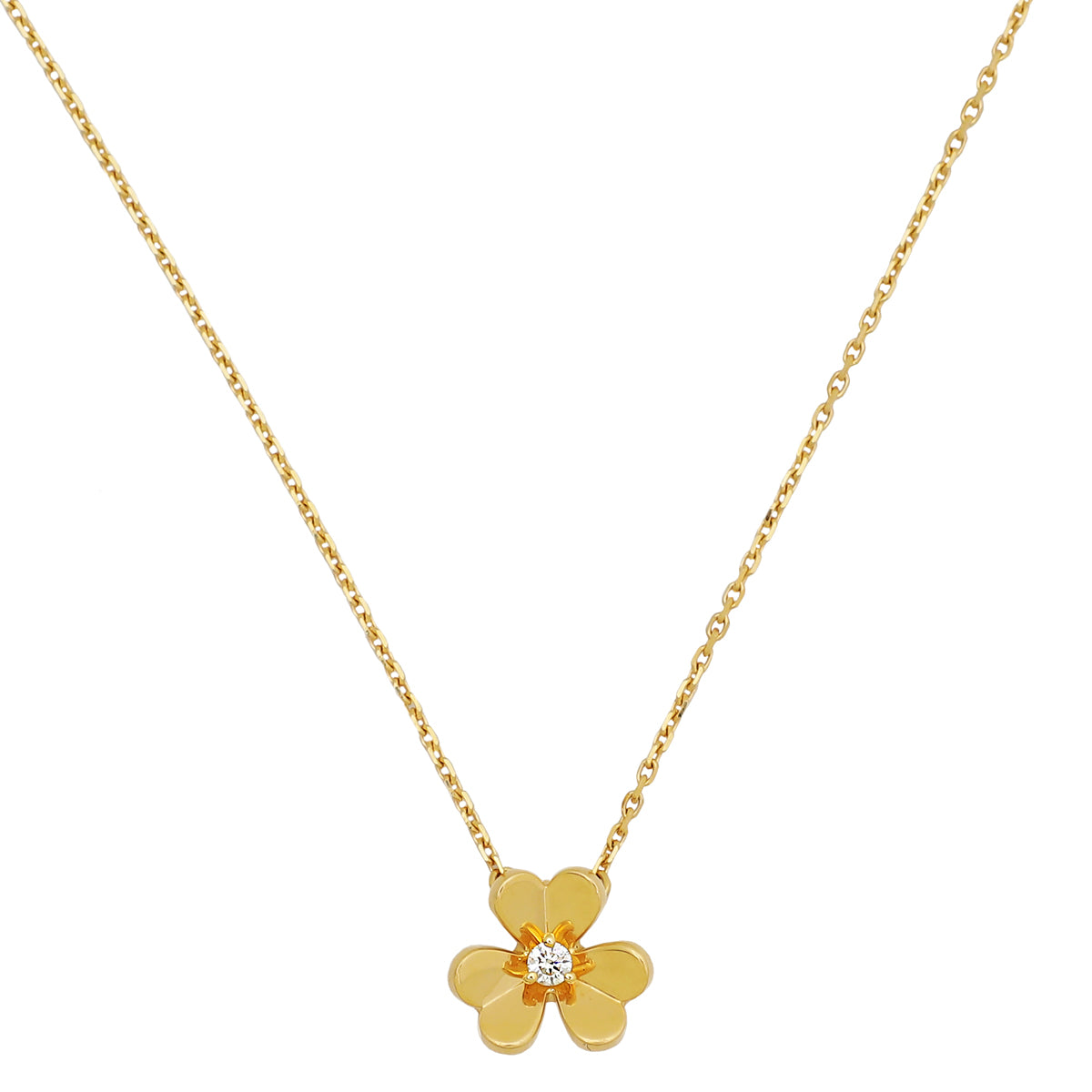 Van Cleef & Arpels 18K Yellow Gold Diamond Frivole Mini Model Pendant Necklace-Van Cleef & Arpels-THE CLOSET