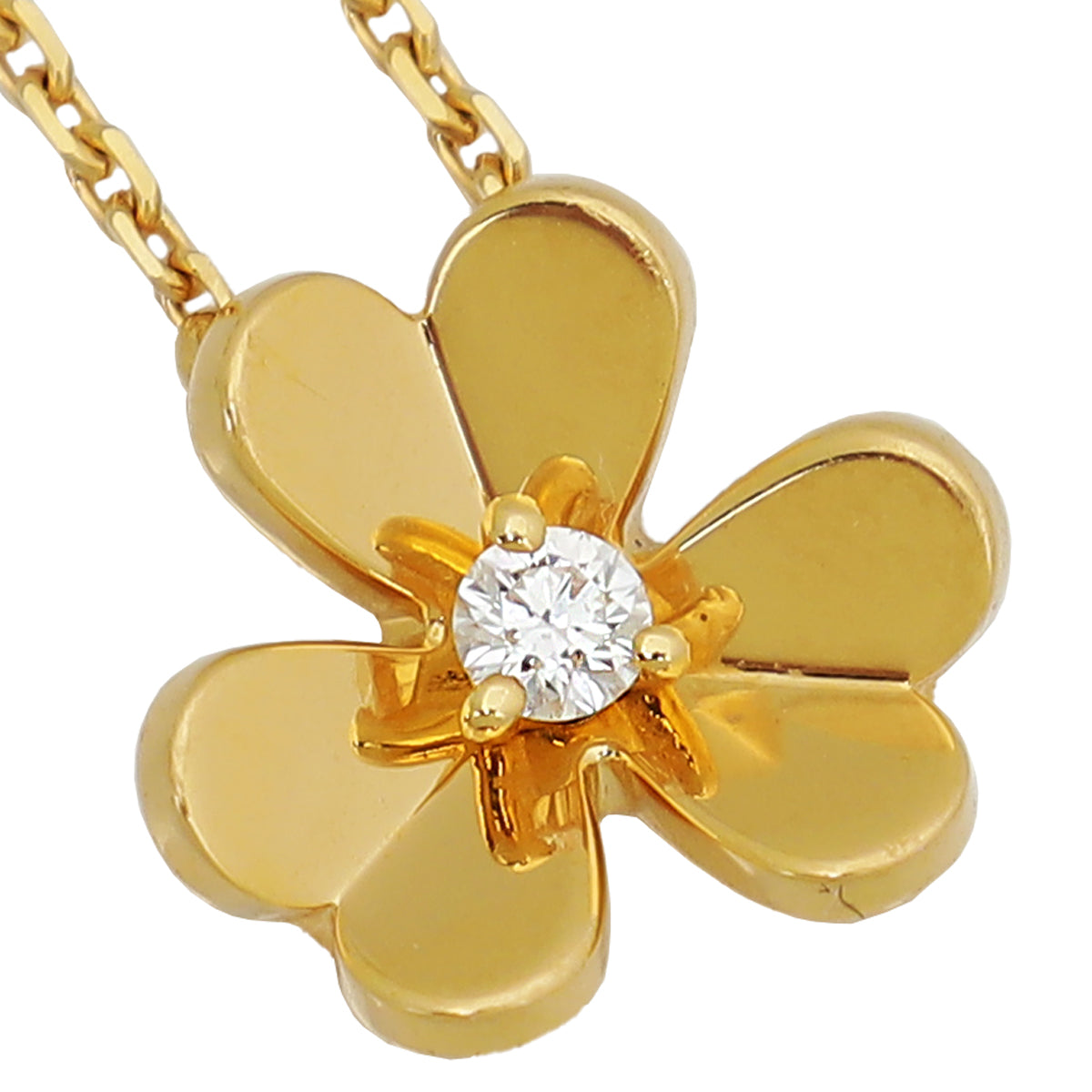 Van Cleef & Arpels 18K Yellow Gold Diamond Frivole Mini Model Pendant Necklace-Van Cleef & Arpels-THE CLOSET