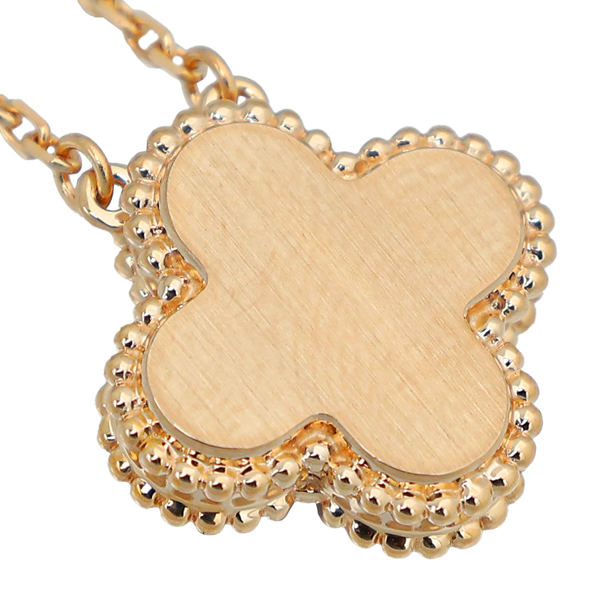 Van Cleef Arpels 18K Rose Gold Diamond Silver Obsidian Vintage Alhambra Holiday Pendant Necklace