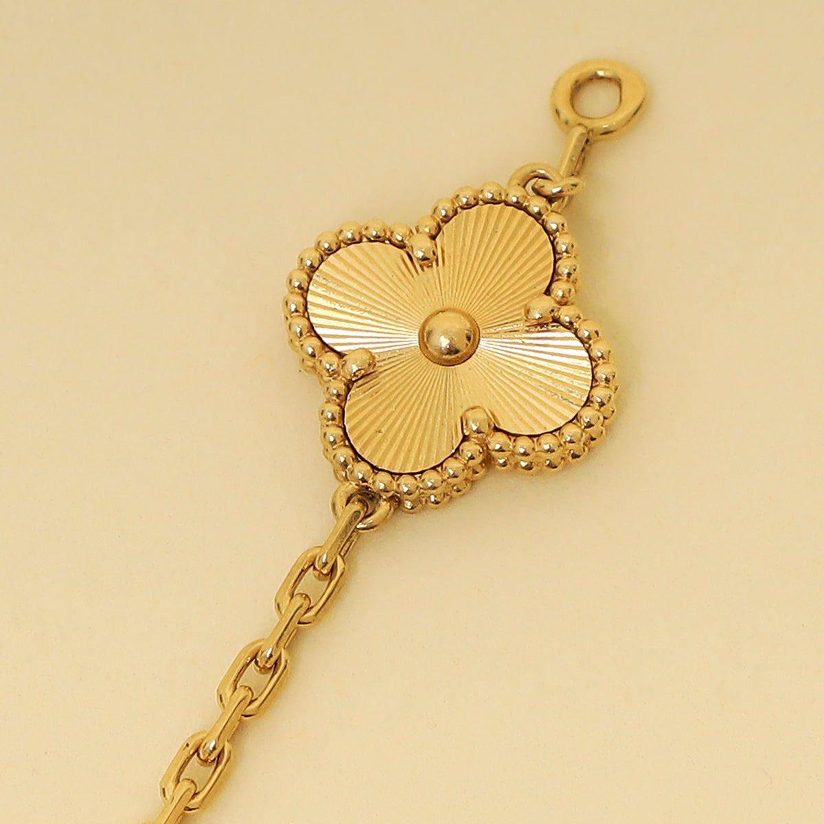 Van Cleef & Arpels 18K Yellow Gold Vintage Alhambra Guilloché 5 Motifs Bracelet-Van Cleef & Arpels-THE CLOSET