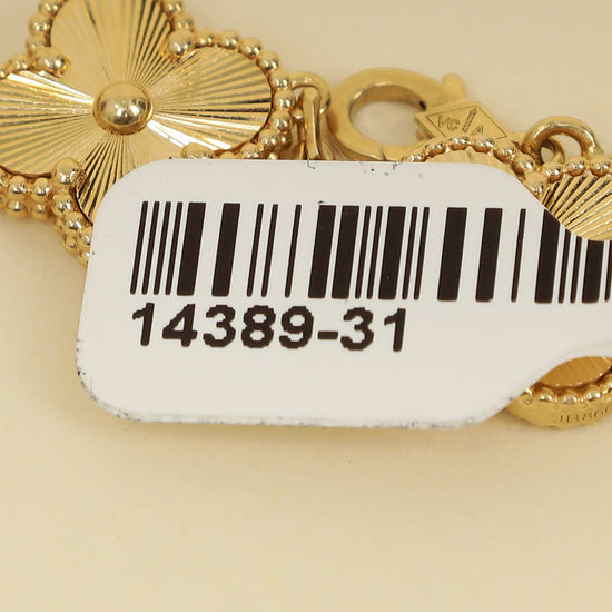 Van Cleef & Arpels 18K Yellow Gold Vintage Alhambra Guilloché 5 Motifs Bracelet-Van Cleef & Arpels-THE CLOSET