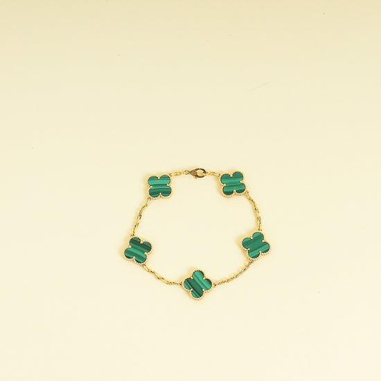 Van Cleef & Arpels 18K Yellow Gold Vintage Alhambra 5 Motifs Bracelet